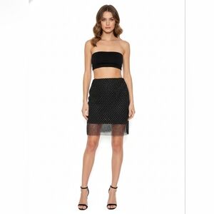Sincerely Jules Black Rhinestone Fishnet Mesh Mini Skirt - Size Large
